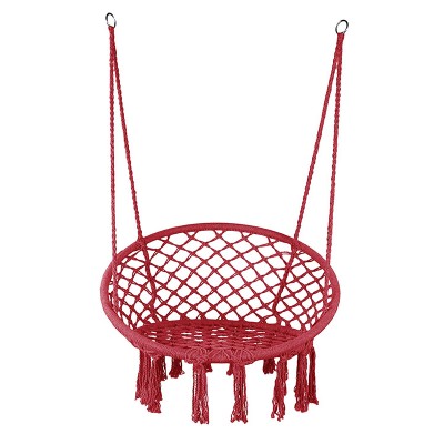 Knitted macrame rope hammock cotton net swing chair oem